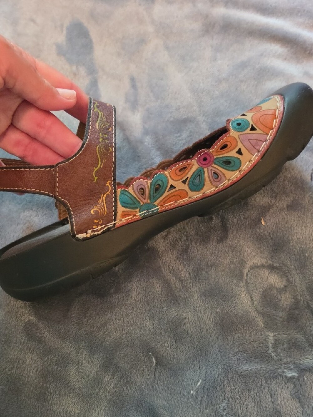 Colorful Floral Leather Mary Jane Clogs - Multicolor - Picture 3 of 8